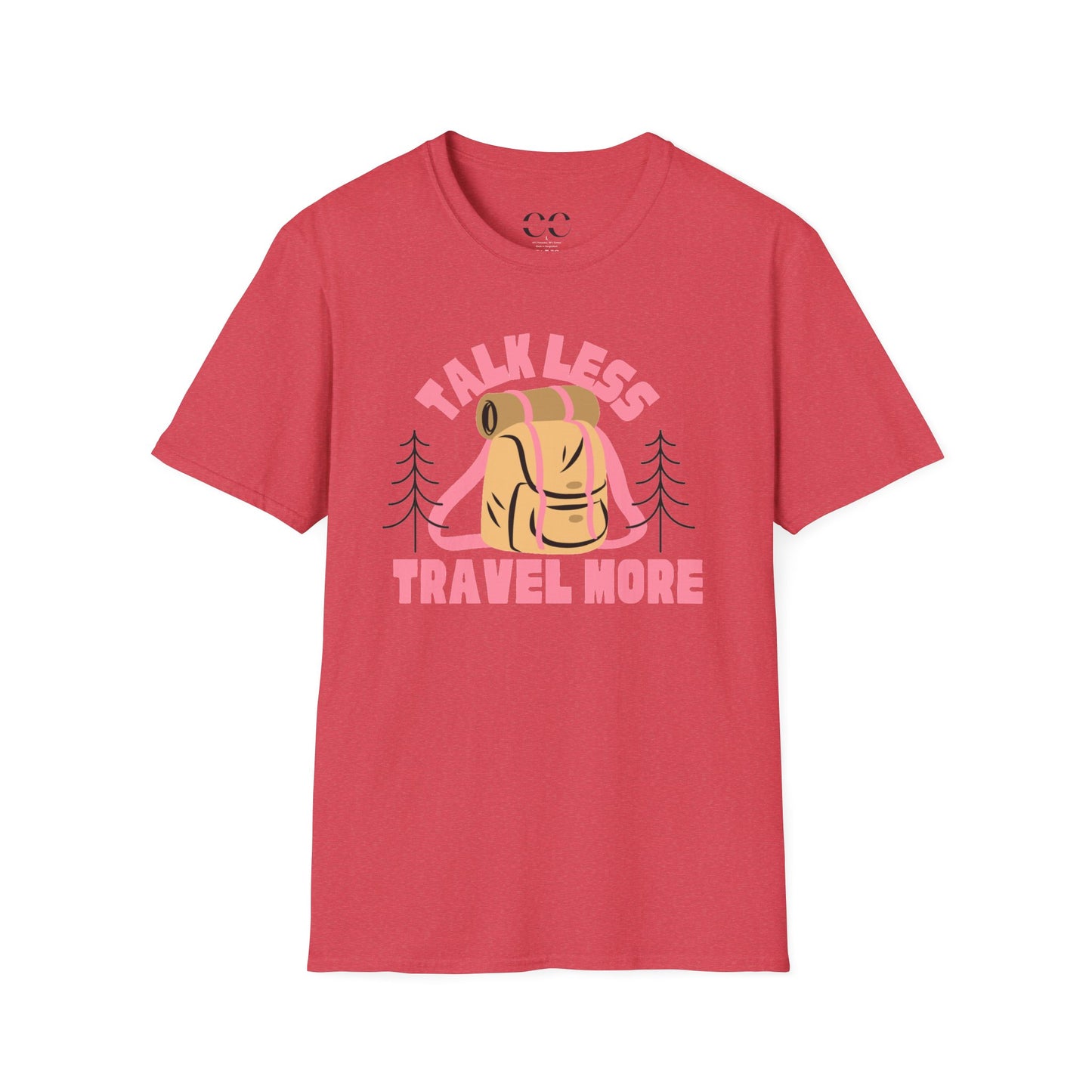 Womens Tshirt- Talk Less Travel More- Pink