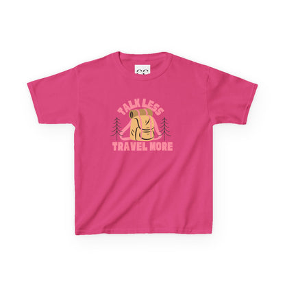 Kids Tee - talk less travel more- Pink