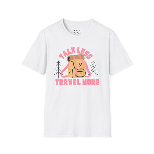 Womens Tshirt- Talk Less Travel More- Pink