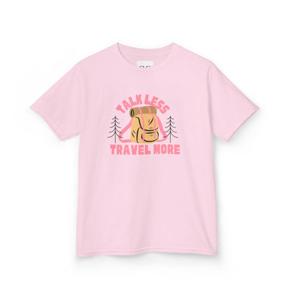 Kids Tee - talk less travel more- Pink