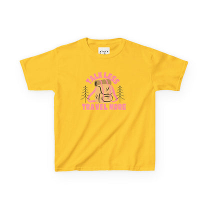 Kids Tee - talk less travel more- Pink