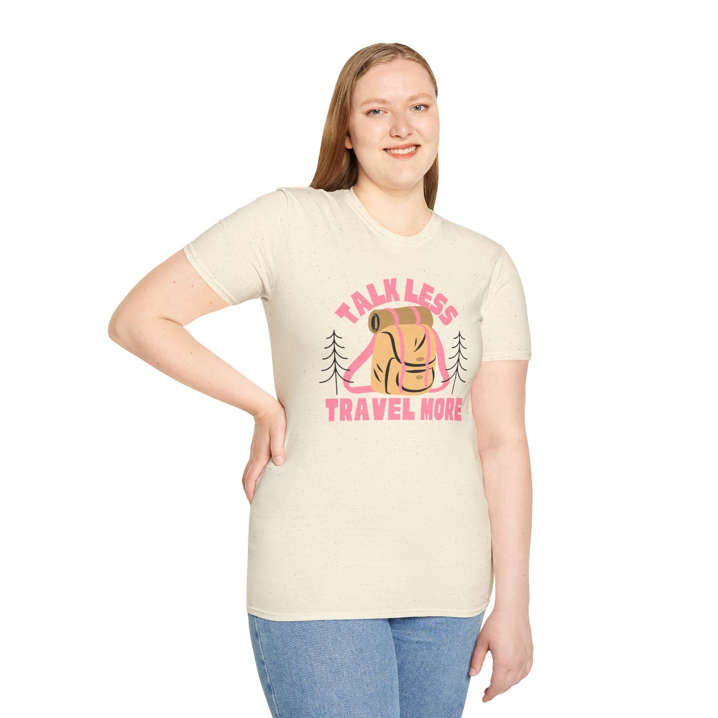 Womens Tshirt- Talk Less Travel More- Pink