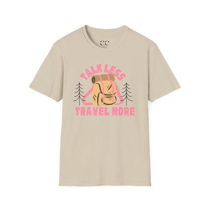 Womens Tshirt- Talk Less Travel More- Pink