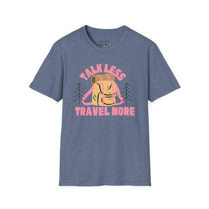 Womens Tshirt- Talk Less Travel More- Pink