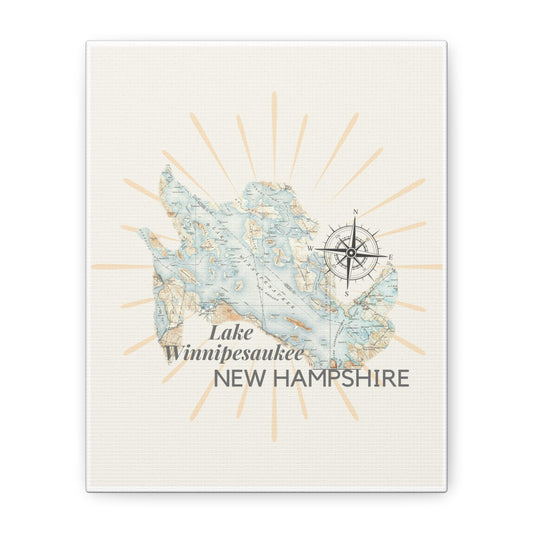 Lake Winnipesaukee Map Canvas Print, Wall Art for Home Décor, Vintage Map Art, New Hampshire Gift, Nautical Decor