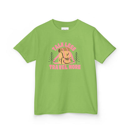 Kids Tee - talk less travel more- Pink