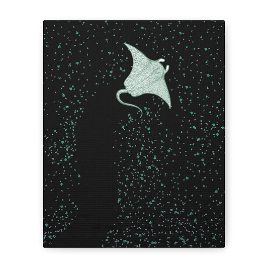 Stunning Stretched Canvas Art Print - Manta Ray Design, Abstract Marine Decor, Ocean Lover Gift, Home Wall Art, Coastal Vibes