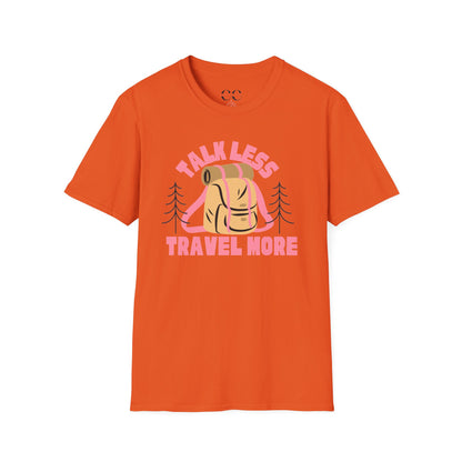 Womens Tshirt- Talk Less Travel More- Pink
