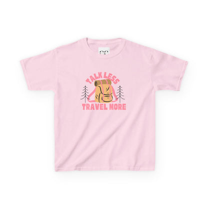 Kids Tee - talk less travel more- Pink