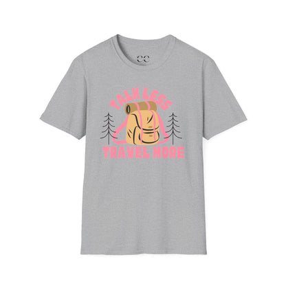 Womens Tshirt- Talk Less Travel More- Pink
